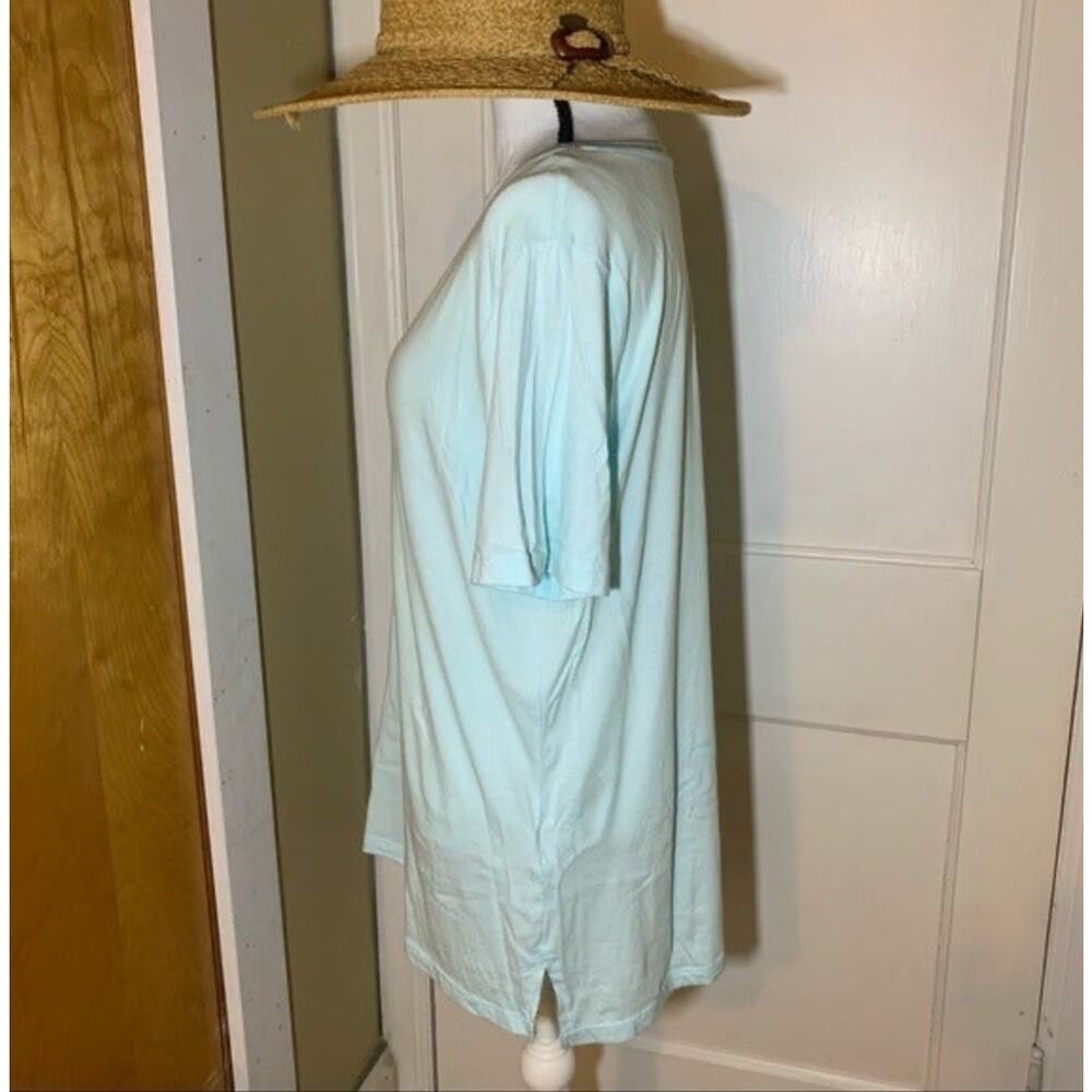 Eddie Bauer Light Blue V-Neck Short Sleeve Tee Soft Casual Basic Top Size Large - Picture 3 of 7